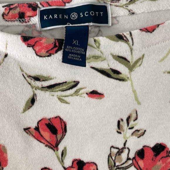 Karen Scott Size XL Print 3/4 Length Top - Picture 8 of 12